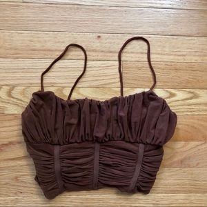Brown Ruched Crop Top✨